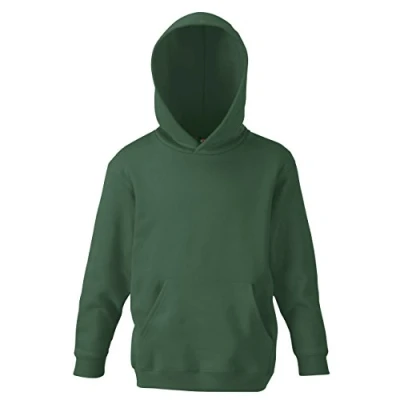 Image of Fruit Of The Loom Boy&#039;s Pull over Classic Long Sleeve Hooded Sweat, Bottle Green, 12 13 Years (Manufacturer Size: 152)
