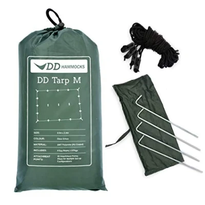 Image of DD Hammocks Tarp M 3.5m x 2.4m Waterproof Rectangular Tarpaulin For Outdoor Camping And Bushcraft Hammock Shelters
