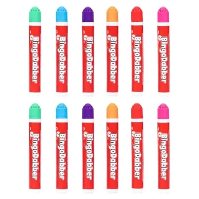 Image of evelay Bingo Dabbers Markers Mixed Colours Pens for Tickets Games Pack of 12