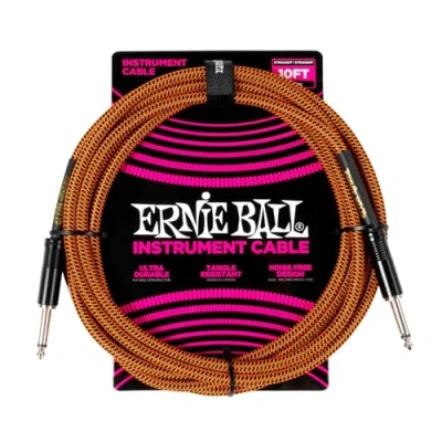Image of Ernie Ball Braided Instrument Cable Straight/Straight 10ft Pumpkin Pie