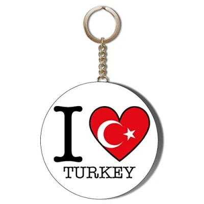 Image of Gift Insanity I LOVE TURKEY FLAG HEART SHAPED DESIGN 58mm CHAIN KEYRING BOTTLE OPENER