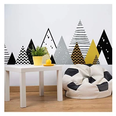 Image of Ambiance Stickers Scandinavian Chapka Mountains Wall Decals, DIY Home Decor, Peel and Stick Removable Stickers, Waterproof Self Adhesive Art H45 x L180 CM
