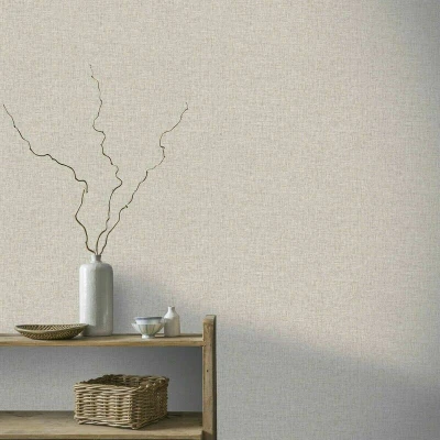 Image of Arthouse Linen Texture Natural Wallpaper for Living Spaces &amp; Feature Walls, 53 cm x 10.05 m Roll, 901704