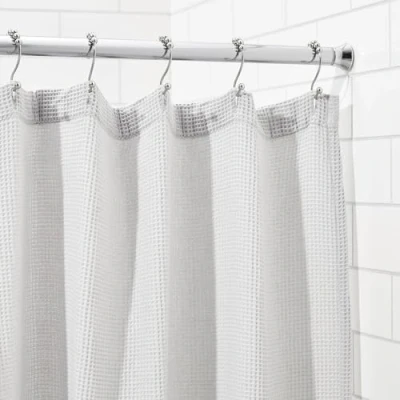 Image of Amazon Basics Shower Curtain Tension Extendable Rod, 137 to 229 cm, Chrome