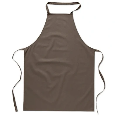 Image of eBuyGB Pack of 1 Catering Cooking Plain Chef&#039;s Unisex Kitchen Apron, Cotton, Brown