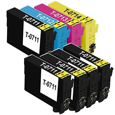 Image of KING OF FLASH 1 Full Set + 4 Black Compatible Printer Ink Cartridges For Epson T0715 x Cyan, Magenta, Yellow, BlackDX9400F, S20, S21, SX100, SX110, SZ105, SX115, SX200