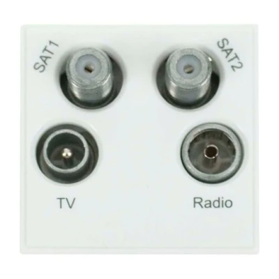 Image of Click New Media Triplexed Tv Radio And Sat 1 + 2 Module White 50mm X 31.3mm Mm440Wh