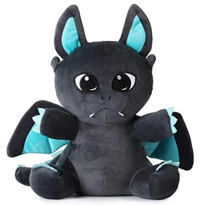 Image of corimori 1849 Stuffed Toy (10 + Designs) Cuddly Plush Animal for Babies, Toddlers, 30cm, Spark the Dragon, Black