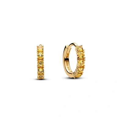 Image of Pandora Gold Yellow Crystal Huggie Earrings