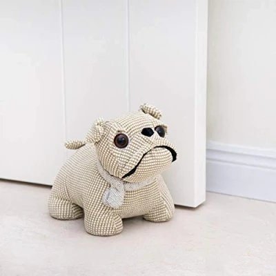 Image of Marwood Cute Door Stopper Decorative Stops for Home and Office, Bulldog Weighted Interior Doorstop Fabric Stuffed Animal Floor