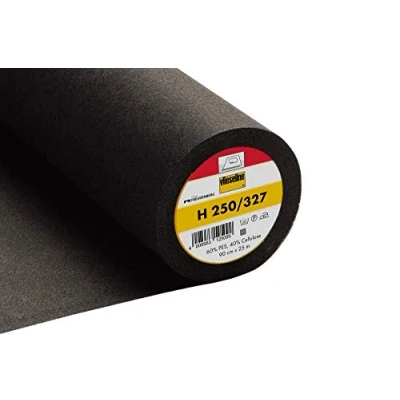 Image of Vlieseline/Vilene H250/327 Iron On Non Woven Interfacing/Interlining for Sewing, Embroidery, Quilting, Applique, Repair, &amp; Stabilizer Charcoal 90cm x 1 metre
