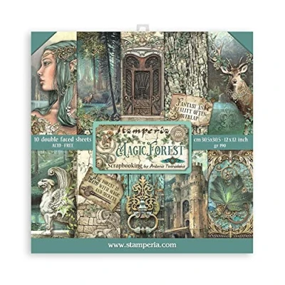 Image of Stamperia Scrapbooking Pad Magic Forest, Multicoloured, 12 x inches