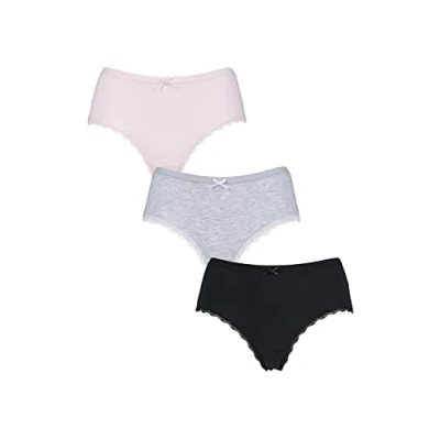 Image of 3 Pair Black / Grey Pink Bamboo Low Rise Shorties Ladies 16 Lazy Panda