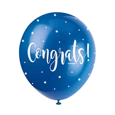 Image of Assorted Color Congrats Latex Balloons (30cm) Pack of 5 Celebration Balloons, Perfect for Parties &amp; Events, Green