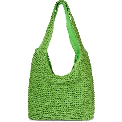 Image of styleBREAKER Ladies Paper Straw Bag with Long Wide Handles, Beach Bag, Shoulder Braided 02012397, Colour:Lavender