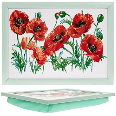Image of Poppy Cushioned Bean Bag Laptray Home Lap Tray Drinks Food Serving Trays Gift
