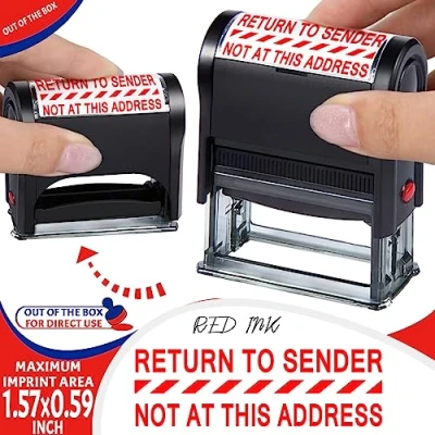Image of Bertiveny Return to Sender Stamps Self Inking Personalized for Business Supplies Custom Rubber Sender,Return Address Red Ink(Return Not at This Address)