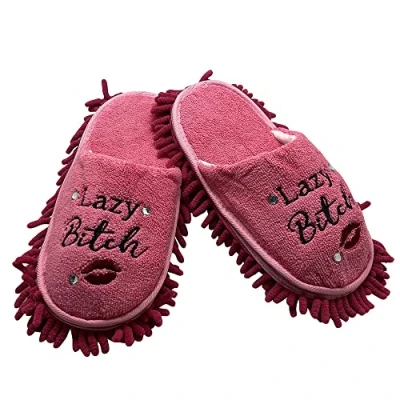 Image of Diabolical Lazy Bitch Funny Slippers Novelty Footwear for Women Birthday, Anniversary, Christmas Pink