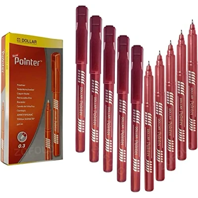 Image of DOLLAR Fineliner Pens, BROWN, 0.3mm Ultra Fine Felt Tip, Pack of 20, Precise Writing, Write Draw Sketch Colour Mark Line Pens