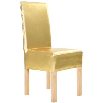 Image of vidaXL 6 pcs Straight Chair Covers Stretch Gold