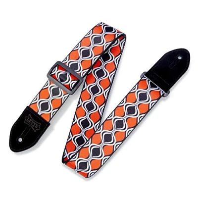 Image of Levy&#039;s Leathers 2&quot; Polyester Guitar Strap Ellipse Design; Red, Black, and White MP2 004