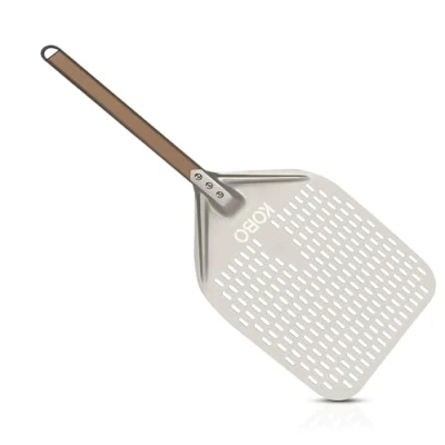 Image of Aluminum Metal Pizza Peel Paddle for Easy Storage Spatula &amp; Knife Baking Pizza, Dough, Bread Pastry Ideal Gifts (Black)