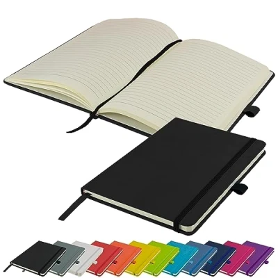 Image of A5 Notebook Writing Pad New Lined Hardback Journal Notepad Notes Diary (Black)
