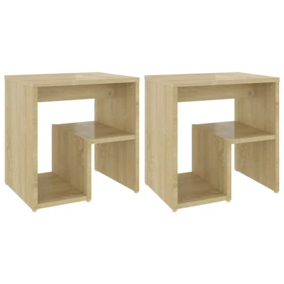 Image of vidaXL Bed Cabinets 2 pcs Sonoma Oak 40x30x40 cm Engineered Wood