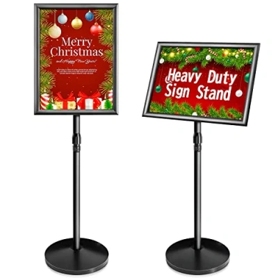 Image of VAIIGO New A3 Heavy Duty Sign Holder Poster Stand, Adjustable Menu Display Stand Floor Standing with Cast Iron Base for Poster, Menu, Ads, Sales, Notice, Signage (A3, Black)