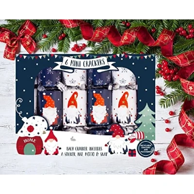 Image of Shop4allsorts 6 mini gonk christmas crackers cute inch party small with hat Motto and snap.