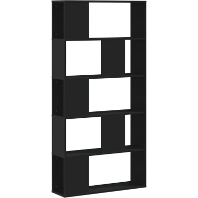 Image of vidaXL Bookcase 5 Tier Black 80.5x23.5x162.5 cm Engineered Wood