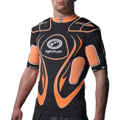 Image of Optimum Unisex Senior Inferno Protective Top, Black/Orange, Small
