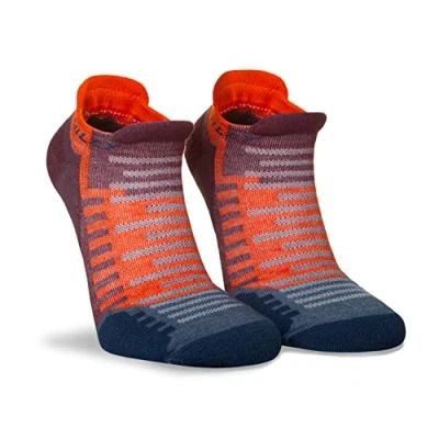 Image of Hilly, Active Socklet Min Cushioning, Burgundy/Orange, Size M