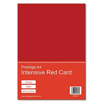 Image of Prestige A4 Intensive Red Coloured Craft Card 180gsm 50 Sheets per Pack