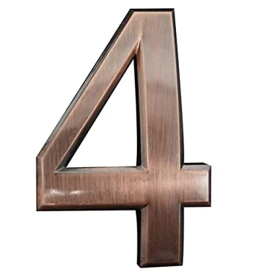 Image of ETEC 4 Inch 3D Mailbox Number, Self Adhesive House Number Waterproof Door Street Stickers for Home Apartment (NO.4)