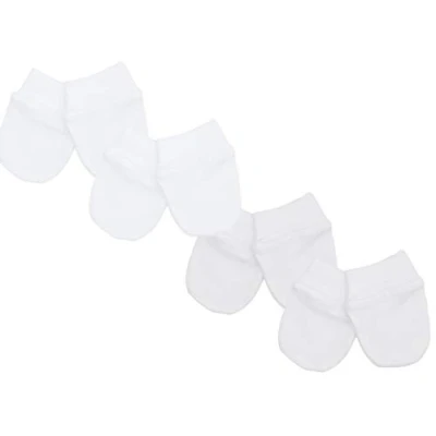 Image of TeddyTs Baby Scratch Mittens 4 Pair Pack (White)