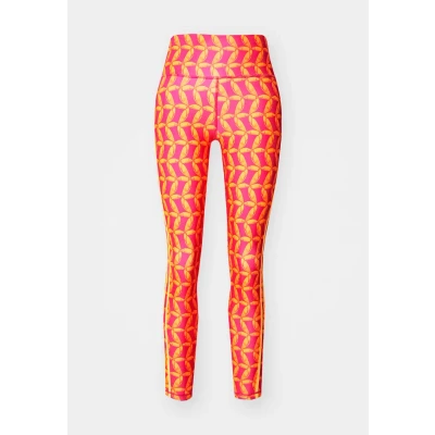 Image of adidas Performance FARM RIO 7/8 Leggings, Women&#039;s, Size: Large, Bright orange/bold pink