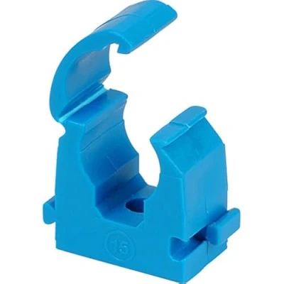 Image of ROHANS Single 15mm HINGED Pipe Clips TS15 for PIPEWORK Black, White, Red, Yellow, Blue, Pack of 5, 10, 15, 20, 50, 100 (20, Blue)
