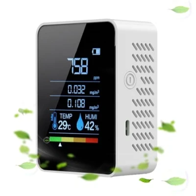 Image of Home Air Quality Monitor CO2 Battery Operated, Indoor Humidity Monitor, Sensor for Temperature, PM, CO2, TVOC, HCHO