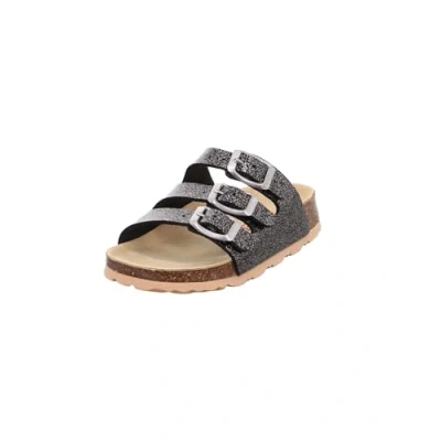 Image of Superfit Girl&#039;s Fussbettpantoffel Open Back Slippers, Schwarz/Silber 0100, 2.5