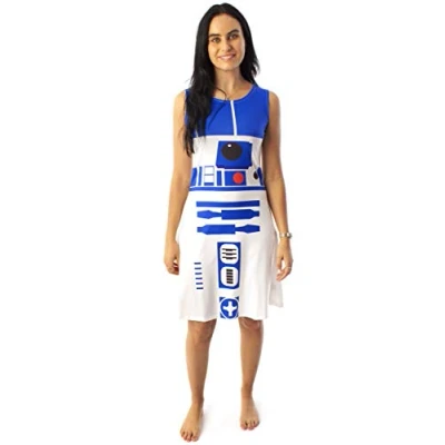 Image of Star Wars R2D2 Costume Dress Women&#039;s Ladies Cosplay Droid White Clothing