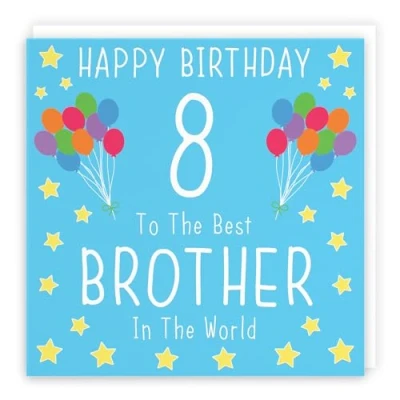 Image of Hunts England Brother 8th Birthday Card Happy 8 To The Best In World Iconic Collection Fun Colourful