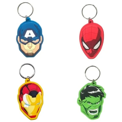 Image of South Coast Jewellery Superhero Keyring Keychain 2D Rubber Bag Pencil Case Charm Pendent Zip Accessory (4 Avengers)