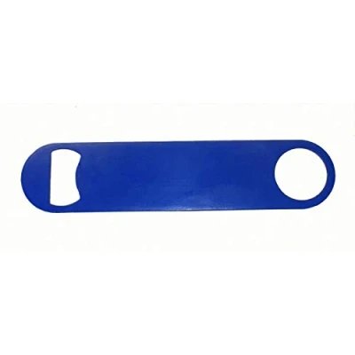 Image of Personalised Stainless Steel Bar Blade Bottle Opener Engraved On One Side with Any Message. Enter Your Own Custom Text (Blue)