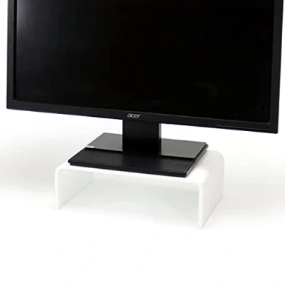 Image of TIELO Minimal Acrylic Monitor Stand Computer TV Screen Riser Plinth Perspex Display Shelf (White)