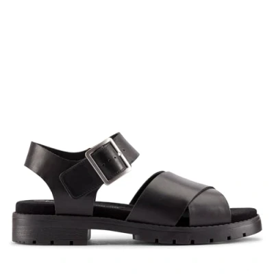 Image of Clarks Women&#039;s Orinoco Cross Sandal, Black Leather, 8 UK