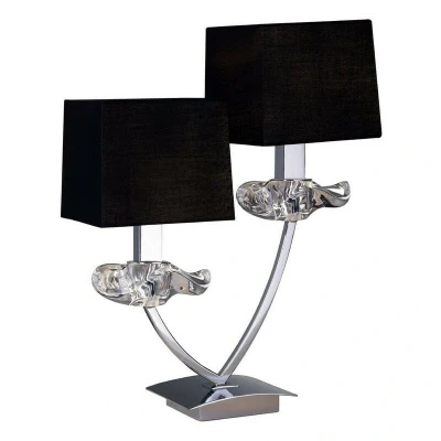 Image of Akira Table Lamp 2 Light E14, Polished Chrome with Black Shades