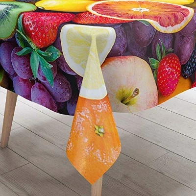 Image of Himlaya 3D Fruit Printing Tablecloth, Rectangular Easy Wipe Clean Table Cloths Square Waterproof Stain Proof Oil Cover for Kitchen Dining Party (Fruit,140x240cm)