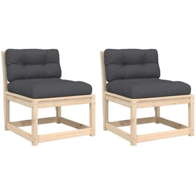 Image of vidaXL Garden Sofas with Cushions 2pcs Solid Wood Pine