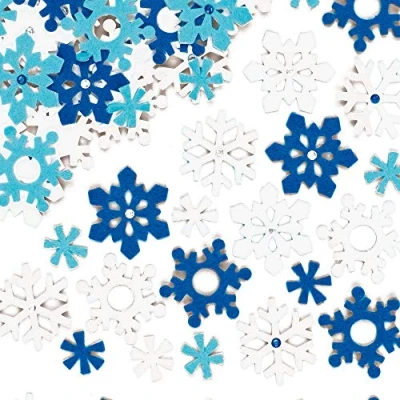 Image of Baker Ross EX5442 Felt Snowflake Stickers for Kids&#039; Crafts and Art Projects, Cards, Party Bags, Decorations (Pack of 78)